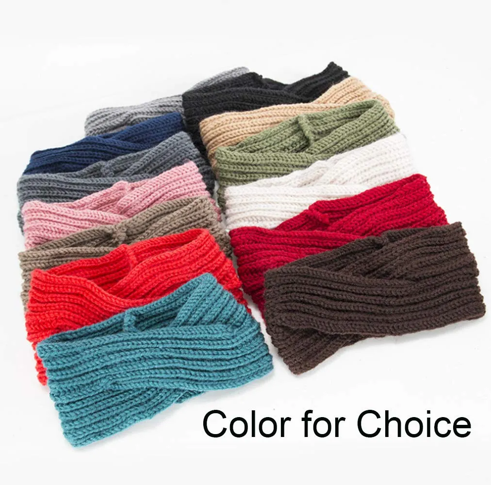 YSJOY 2 Pack Women Girls Cable Knitted Winter Turban Headband Ear Warmer Head Wrap Twist Hair Band Wine Red Beige