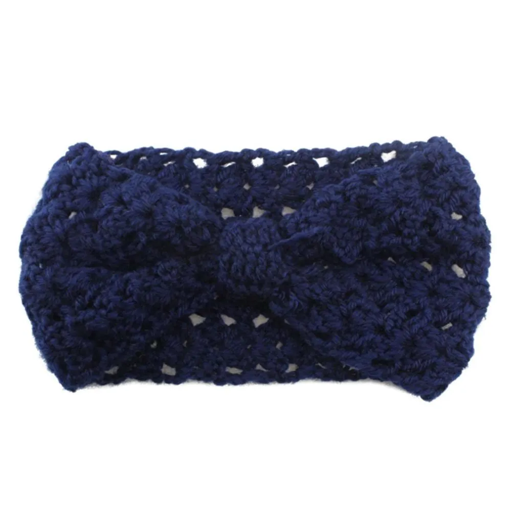 YSJOY 3 Pack Women Girls Elegant Twisted Boknot Solid Color Cable Knitted Winter Turban Headband Ear Warmer Head Wrap Hair Band Navy Blue Grey