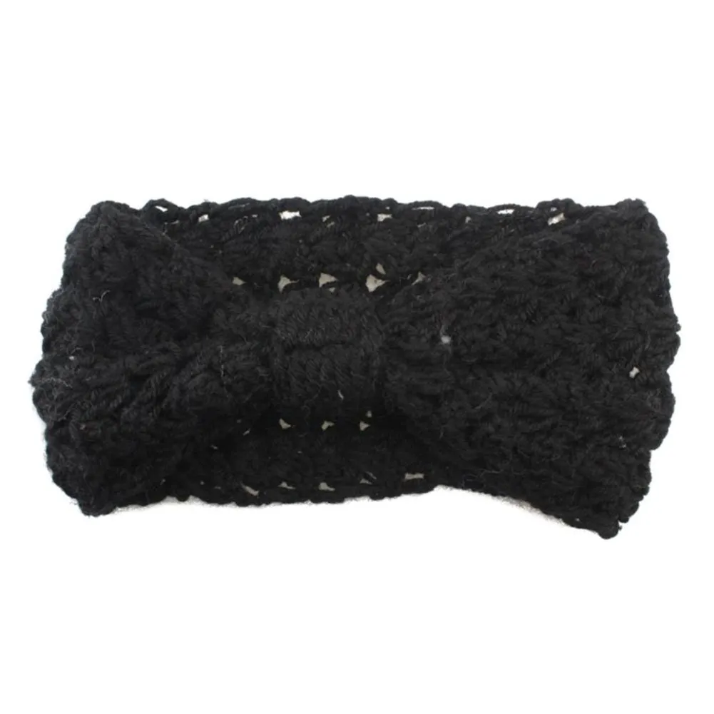 YSJOY Elegant Women Boho Style Hollow Cable Crochet Knitted Headbands Winter Warm Hairband Hair Accessories Headband Black