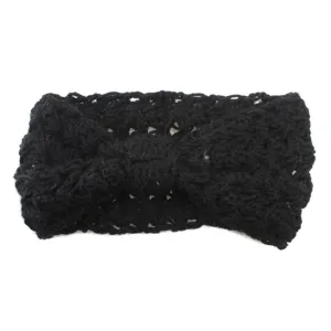 YSJOY Elegant Women Boho Style Hollow Cable Crochet Knitted Headbands Winter Warm Hairband Hair Accessories Headband Black