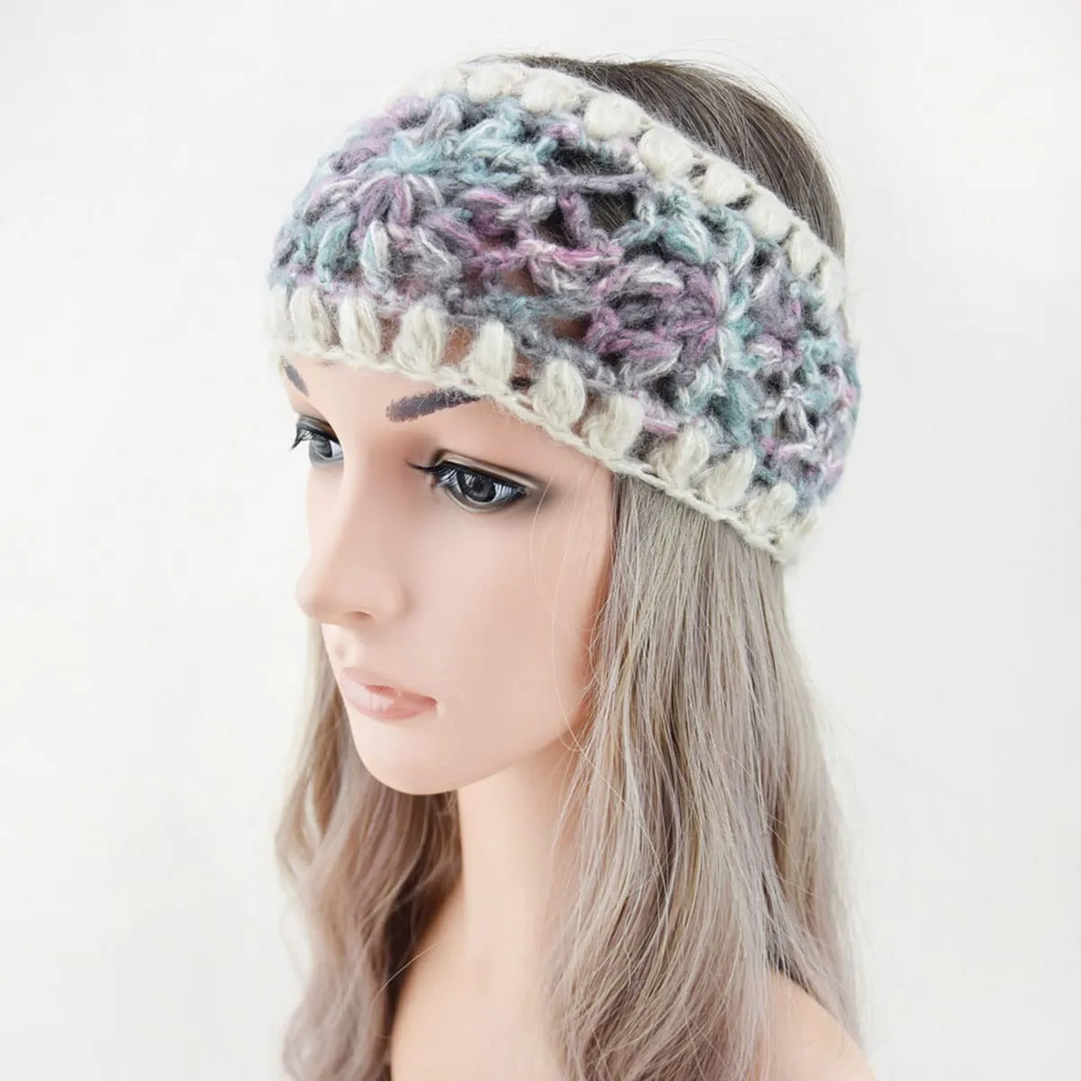 YSJOY Elegant Women Crochet Knitted 3 Flowers Headbands Winter Warm Hairband Hair Accessories Headband Rose Red