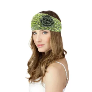 YSJOY Elegant Women Crochet Knitted Camellia Flower Headbands Winter Warm Hairband Hair Accessories Headband Green