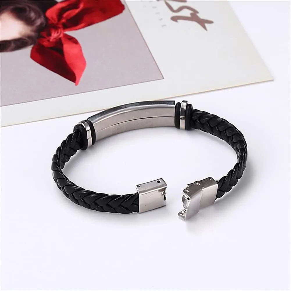 ZKXXJ Shema Israel Prayer Bracelet for Men Women,Stainless Steel Braided Leather Leather Bracelet Bangle with Hebrew Jewish Blessing Sh'ma Shema Israel Jewelry Gift for Him Her