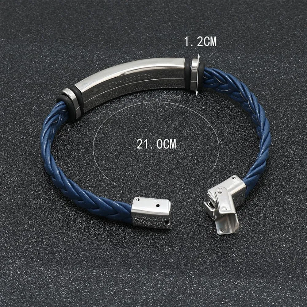 ZKXXJ Shema Israel Prayer Bracelet for Men Women,Stainless Steel Braided Leather Leather Bracelet Bangle with Hebrew Jewish Blessing Sh'ma Shema Israel Jewelry Gift for Him Her